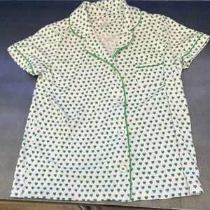 Roller Rabbit Green Heart Print Top